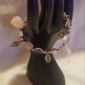 Pink Quartz and Abalone Shell Bracelet